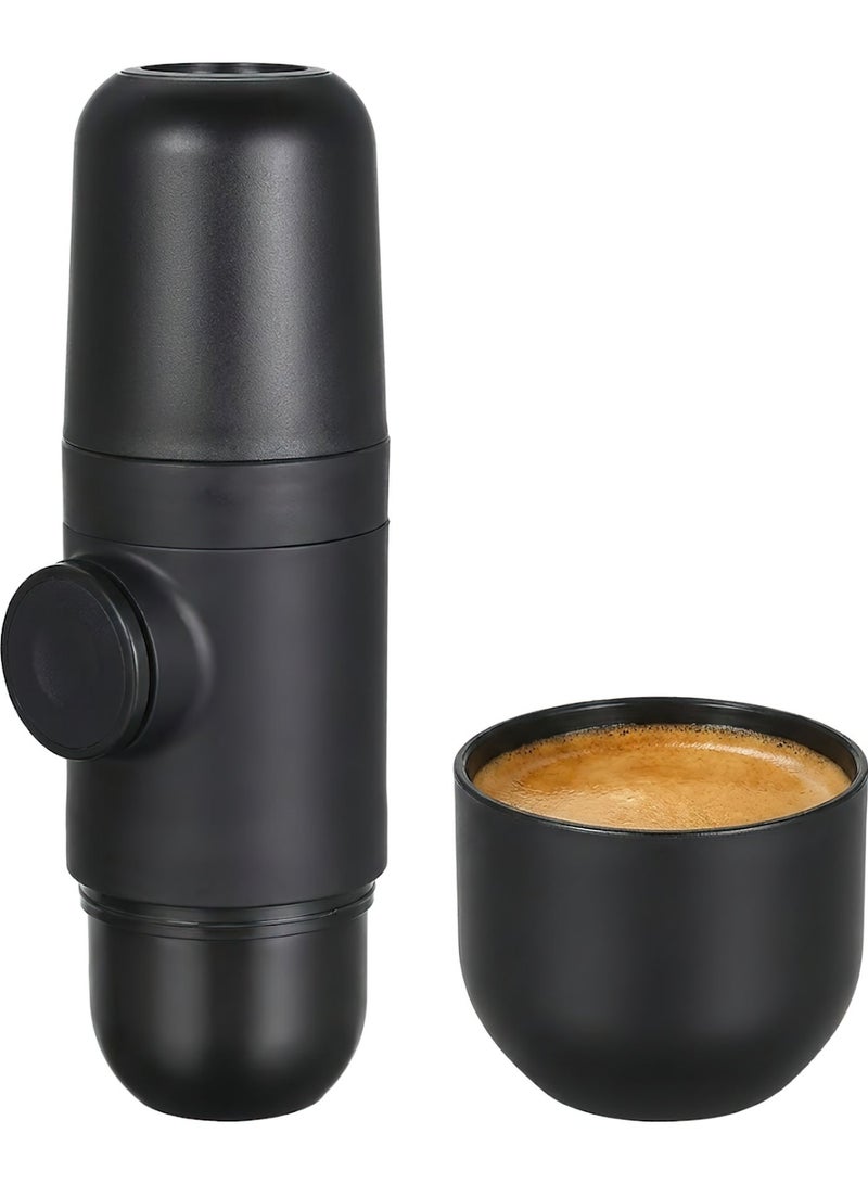 Portable Manual Espresso Machine, 80ml Mini Coffee Maker, No Electricity or Battery Required for Travel, Office, and Camping – Black - Image 1